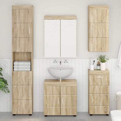 Bathroom Wall Cabinet TULUM Sonoma Oak 37 x 24.5 x 86 cm vidaXL