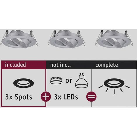 Paulmann 92490 EBL Choose Einbauring 3er Set 10 W Aluminium (gedreht)