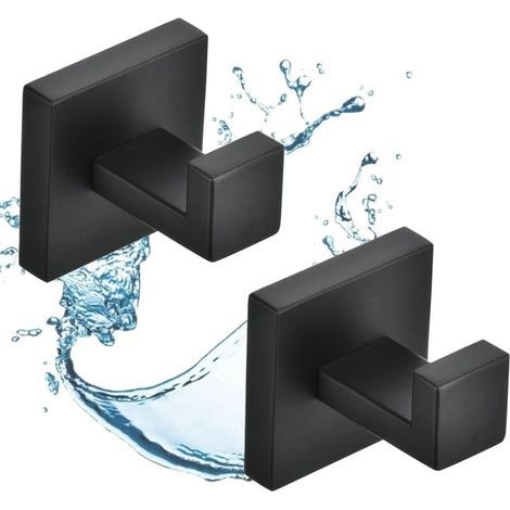 Set mit 2 schwarzen Badezimmerhaken, Wandhaken für Zuhause, Haken aus Edelstahl SUS304 (1/4)