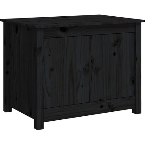 Maison Exclusive - Couchtisch Schwarz 71x49x55 cm Massivholz Kief (1/5)
