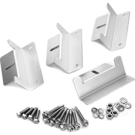 SHINING HOUSE Support de Panneau Solaire Fixation Panneaux Solaires Support en Z de Montage en Alliage d'aluminium avec Vis et Écrous pour Camping Car Bateau Toits 4 Pièces