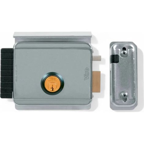 Elettroserratura per cancelli con tetto 12v ac scrocco autobloccante regolabile apertura interna chiave cilindro fisso acciaio zincato (1/2)