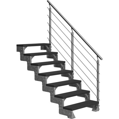 Dolle Außentreppe Gardentop 126-154cm Geschosshöhe mit Trimax anthrazit 80cm breit mit Prova-Geländer