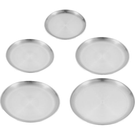Ensemble de 5 Assiettes en Acier Inoxydable pour Pique-nique et Barbecue Extérieur (1/5)