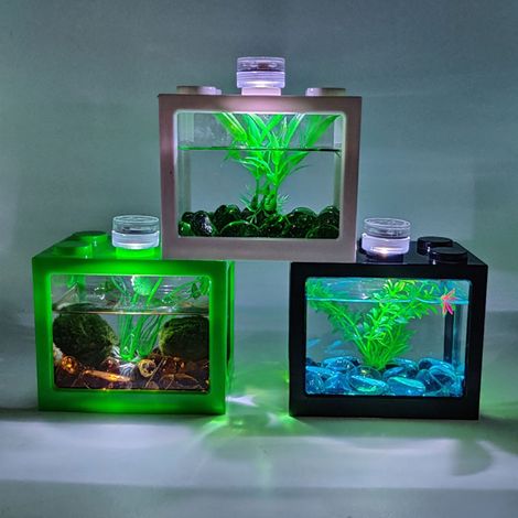 Aquarium - Acrylique - 12 x 8 x 10 5 cm - Éclairage LED Intégré - Pour Escargots Et Poissons Tropicaux - 1 Pièce (1/5)
