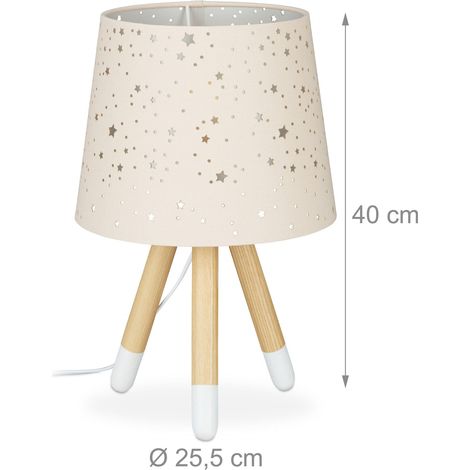 Lampada da tavolo rotonda per cameretta bambini 40 x 25,5 cm atmosfera stellata stile scandinavo in tessuto beige 130006491