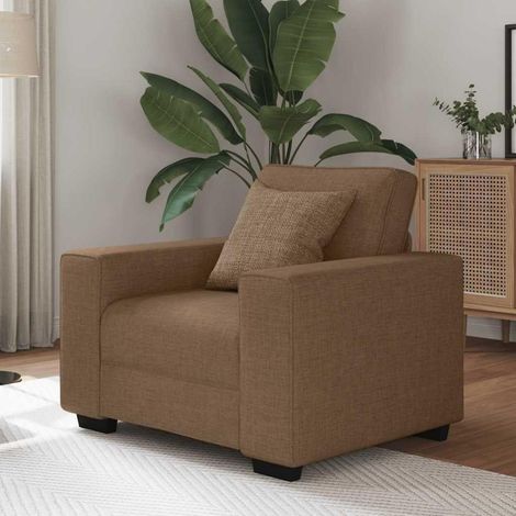 Canapé convertible 2 places marron 60 cm tissu confortable et polyvalent (1/5)
