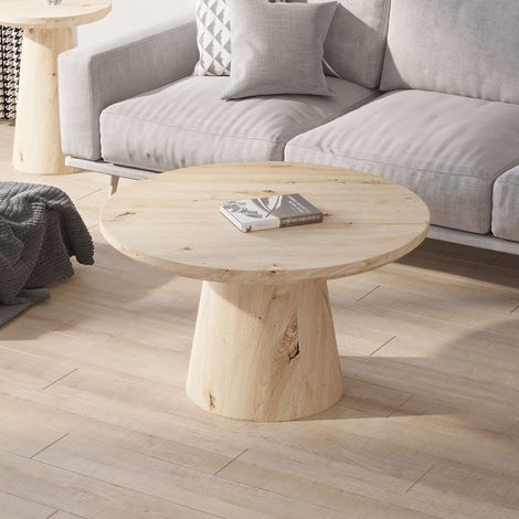 Table basse ronde 80x80x45 cm effet bois naturel (1/5)