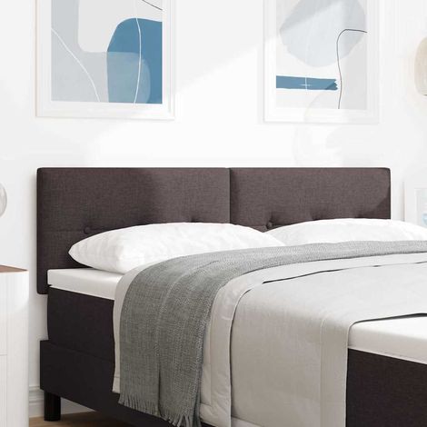 LED Kopfteil mit LED-Lichtleisten Dunkelbraun 144 cm Stoff
