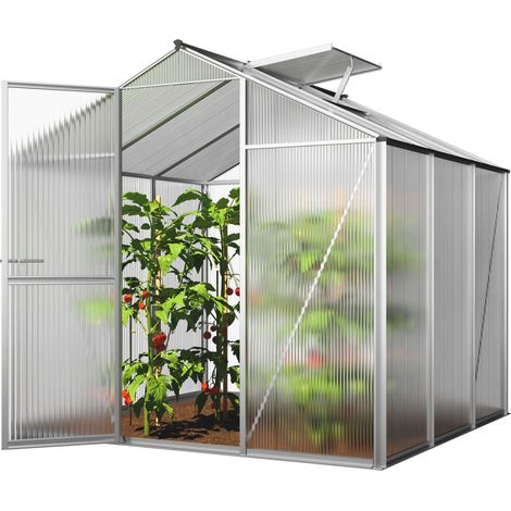 GFP Invernadero ECO-Star 3 estructura de aluminio 192x192 cm, placas de policarbonato de 8 mm - resistentes a la intemperie (1/4)