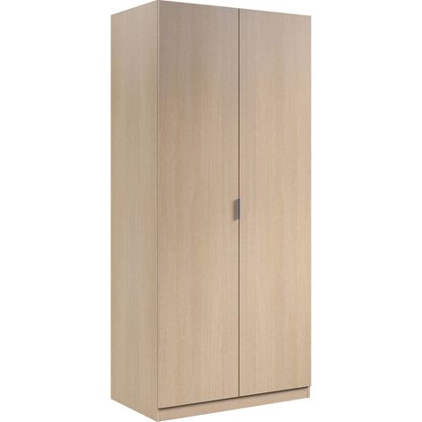 Guardaroba 2 ante Orange, Armadio per camera da letto, Mobile per camera da letto con 1 ripiano e barra appendiabiti, 82x52h180 cm, Rovere