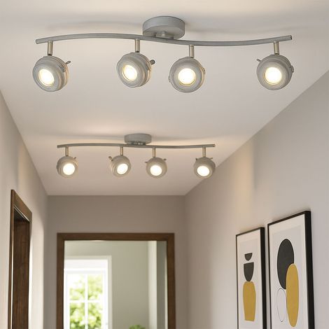 Plafonnier à LED 4 flammes pour salon Spot réglable, métal gris antique, 4x5W 4x 345lm blanc chaud, set de 2