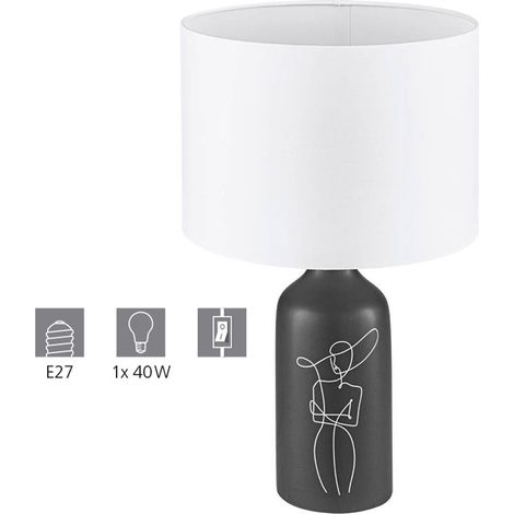 Lampada Da Tavolo Vintage Vinoza Ceramica Nero 1 Luce E27 (1/4)