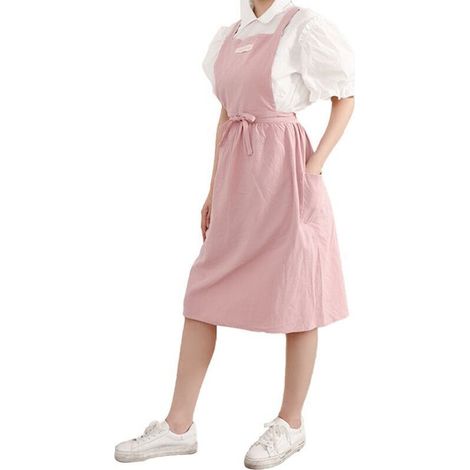 Tablier robe vintage féminin avec bretelles croisées et poches pratiques – 100 % coton, taille unique (1/4)