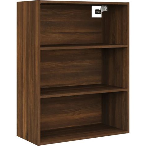 Mobiletto a parete con 3 scomparti funzione contenitore 69,5 x 32,5 x 90 cm legno ingegnerizzato rovere marrone 020048326