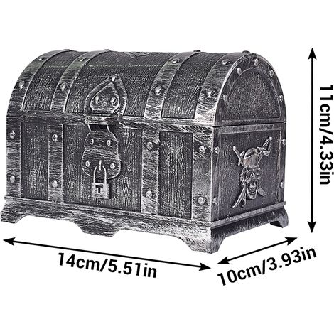 Coffret au trésor de pirate en plastique, boîte de rangement pour bijoux, organisateur, boîte cadeau maquillage, boîte à bonbons (1/5)