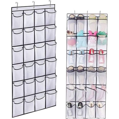 Rangement de Chaussures à Suspendre, Organisateur Chaussures sur la Porte Gain de Place Range Chaussures pour Porte 24 Poches (1/4)