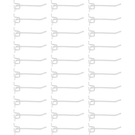 Crochets pour Panneau Perforé en Fer 50 Pièces, Blanc Rangement Utilitaire, Crochet Rangement Garage, Distance des Trous 2, 5cm pour Bijoux et Artisanat (1/5)