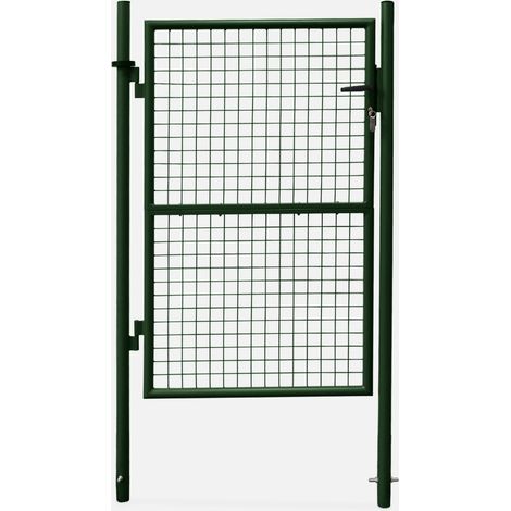 Puerta de jardín de metal con cerradura (1/3)