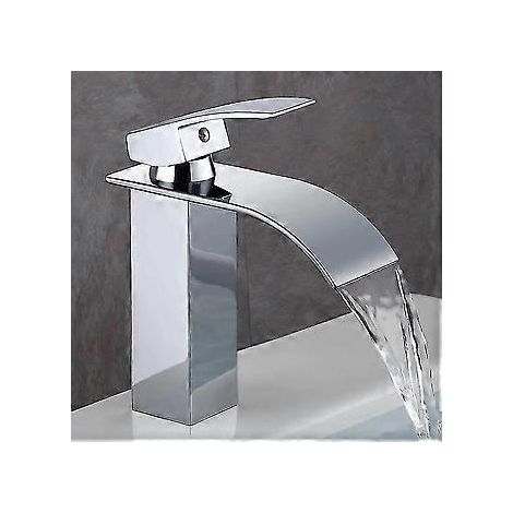 Moderne Badarmatur von Cascade Faucet, robustes Ventilgehäuse aus Kupfer, verchromtes Messing. Warm- und Kaltwasseranschluss.
