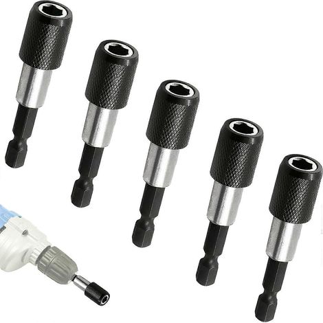 Lot de 5 porte-embouts magnétiques, porte-embouts de vissage à percussion 1/4" (60 mm), pour plaques de plâtre et vissage de vis à fixation rapide. (1/4)