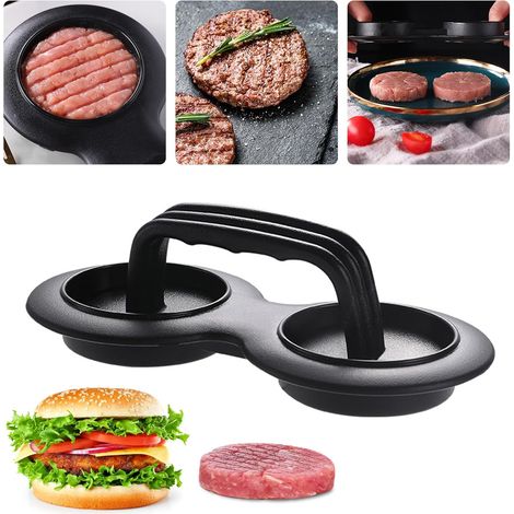 (117.6cm)Presse à hamburger - Presse à hamburger - Accessoire pour 2 hamburgers en quelques secondes - Revêtement antiadhésif - Noir (1/5)