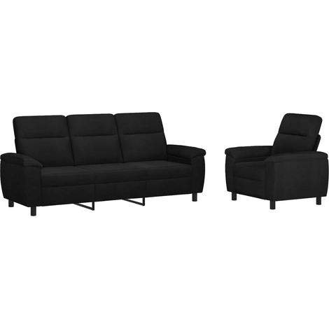 Sofa-Set 2 pcs Schwarz Stoff vidaXL