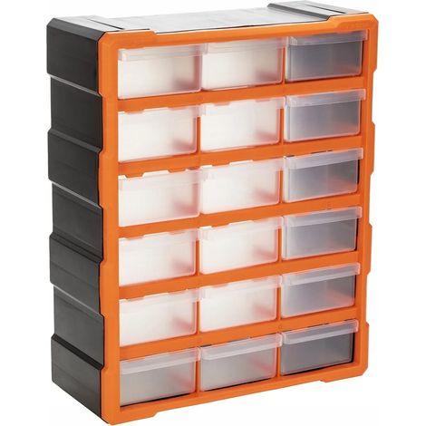 Organizador de taller de pl谩stico con 18 cajones, colgante, 47 x 38,5 cm. (1/3)