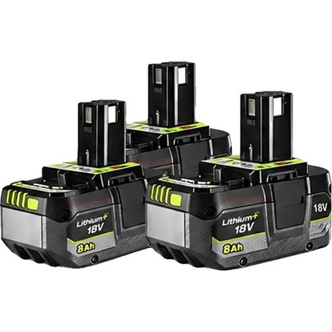 Batteria agli ioni di litio, capacità 8000 mAh, compatibile con utensili elettrici, 8000 mAh 3 pezzi (1/2)