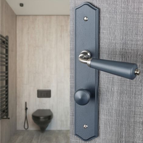 Ouvre&Déco – 2 poignées de porte HONFLEUR condamnation, Bois gris anthracite entraxe 195 mm (1/3)