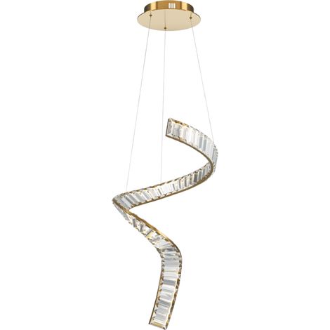 Maytoni Krone Swirl Lampadario moderno a sospensione in ottone 3000K 3300lm con paralume in cristallo (1/5)