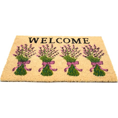Paillasson Coco Welcome bouquets de lavande violette Cuba (1/4)