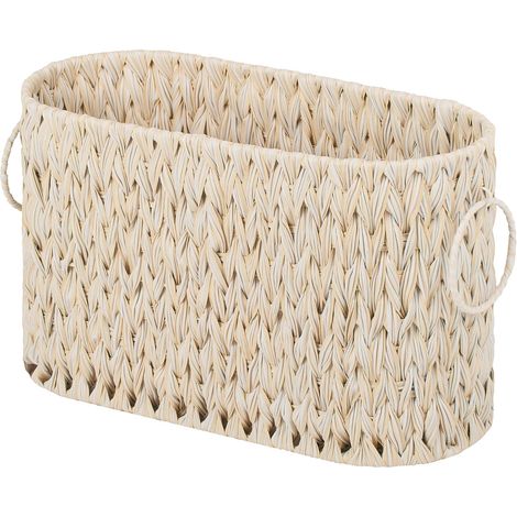 Panier de Rangement pour Papier Toilette, Panier Rangement pour 6 méga Rouleaux, Porte-Papier Toilette pour Accessoires de Salle de Bain, Porte-revues et Porte-journaux sur Pied - Blanc (1/5)