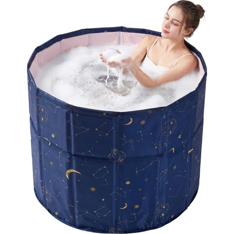Baignoire pliable pour adultes, 80 x 65 cm, portable, sans montage, baignoire glacée pour cabine de douche, salle de bain, spa, style japonais mat (1/5)