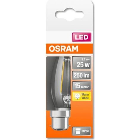 Led Flamme Clair Filament 2.5w B22 Chaud Boite 1 - Osram (1/4)