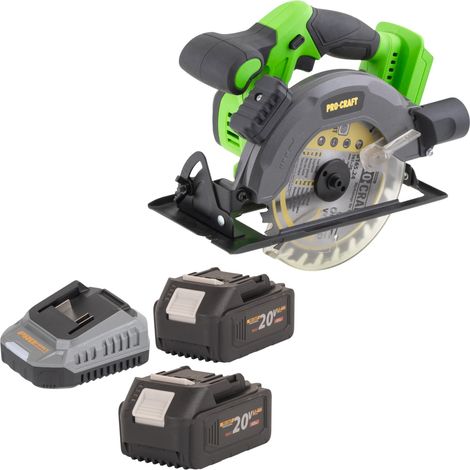 Scie circulaire sans fil Procraft PCA28bb 20 V 165 mm sans balais + 2 batteries 4,0 Ah + chargeur (1/5)