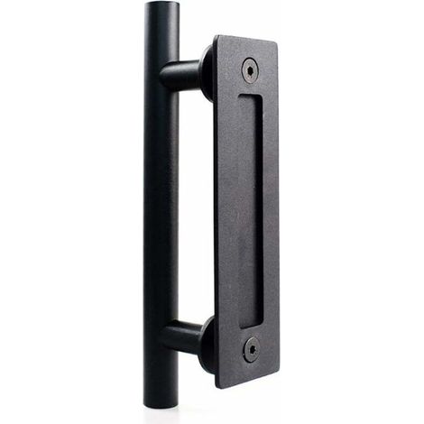 Manilla de acero inoxidable para puerta corredera, manilla para puerta corredera tipo granero - Manilla redonda individual - Negra