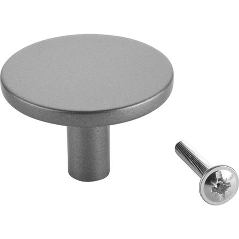 SOTECH Möbelknopf Schubladenknopf SW169 Ø 40mm Höhe 27 mm Schrankknopf aus Metall Titanoptik, 1 Stück