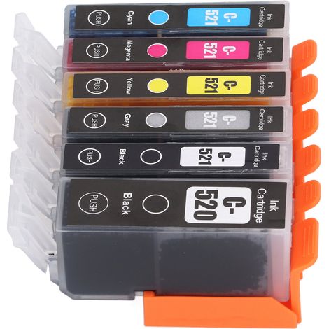 Cartouche d'encre ABS avec encre pour imprimante PIXMA IP3600 IP4600 IP4700 MX860, lot de 6 couleurs : noir, cyan, magenta, jaune et gris (1/5)