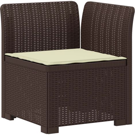 1-Sitzer Garten-Sofa mit Kissen Rattan-Look PP Braun vidaXL (1/5)
