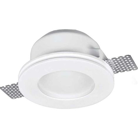 Portafaretto da incasso in gesso a scomparsa tondo con vetrino supporto per faretti gu10 e mr16 Ø foro 125 mm (1/4)