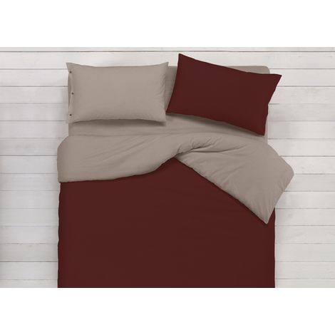 Copripiumino In 100% Cotone Double Face Tortora/Marrone, misuraMatrimonialecoloreTortora-Marrone