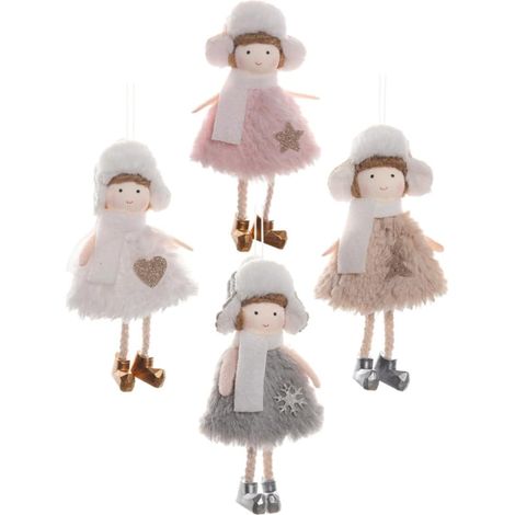4 Pièces Pendentif Peluche de Noël Poupée Chapeau, Décor Sapin (1/5)