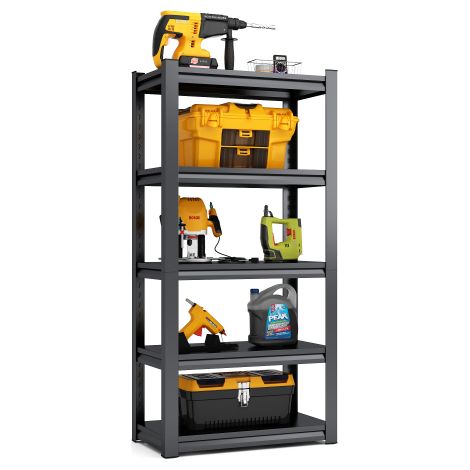 Rayonnage Robuste 5 Niveaux H160×80×40cm, Étagère Métallique en Acier, Charge 650kg, Hauteur Réglable, Qualité Industrielle, Anti-Rayures, Sans Bois pour Garage, Entrepôt & Maison (1/5)