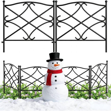 Clôture Jardin Métal 5 Panneaux, 60cm(H) x 3m(L), Barrière Extérieure Décorative Résistante aux Intempéries pour Délimitation de Pelouse et Fleurs, Facile à Installer sans Outils (1/5)