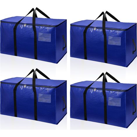Grand Sac de Rangement Lot de 4 avec Couvercle 94L, Sac de Rangement pour Couette Pliable Imperméable avec Fermeture éclair et poignée pour Déménagement, Camping, Linge de lit, Rangement (1/5)