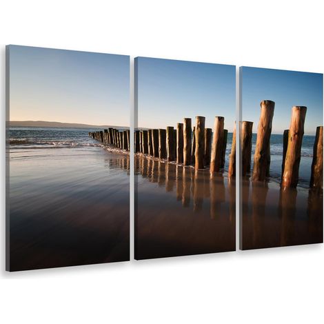 Tableau triptyque deco lac de biscarosse - 90x60 cm (1/5)
