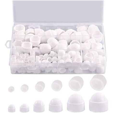 Hexagonal Nut Cover - 145 pieces, M4-M12 Domed Hexagonal Nut Cover + Storage Box - White, For Furniture/Automotive (1/5)