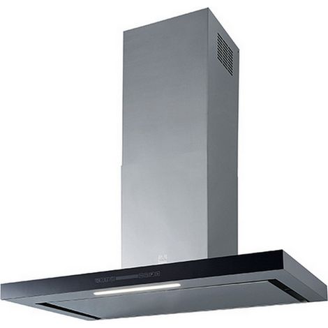 Hotte décorative murale 90cm 66db 701m3/h inox/verre noir - Roblin - 6626989