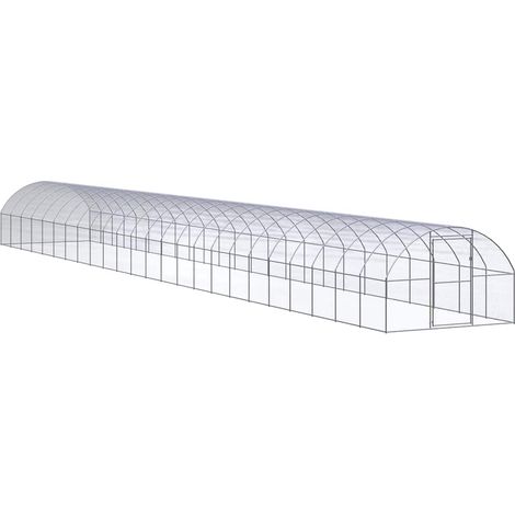 Enclos Poulailler extérieur - Parc enclos pour animaux Cage à poules 3x24x2 m Acier galvanisé BV944321 - BonneVie (1/5)